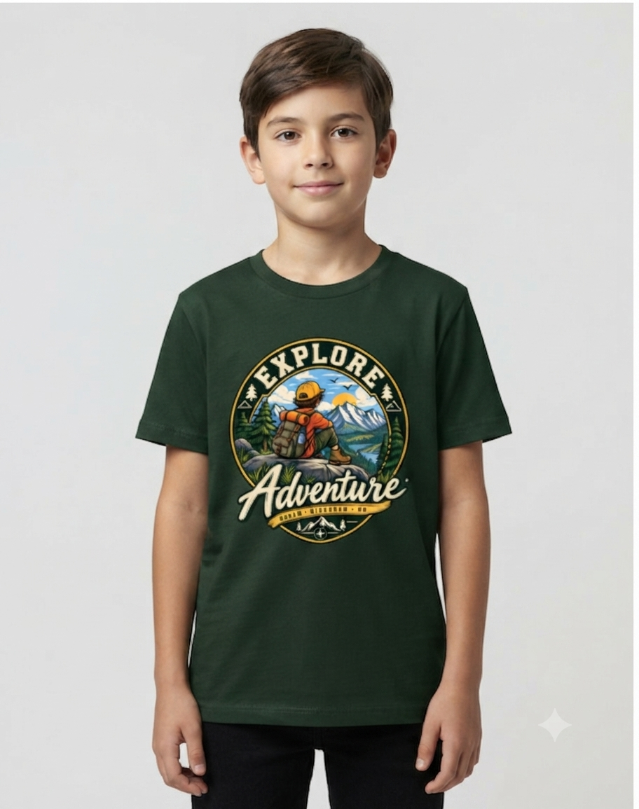 Boys' Crew Neck T-Shirt – Bottle Green product image | ZEYRAVO