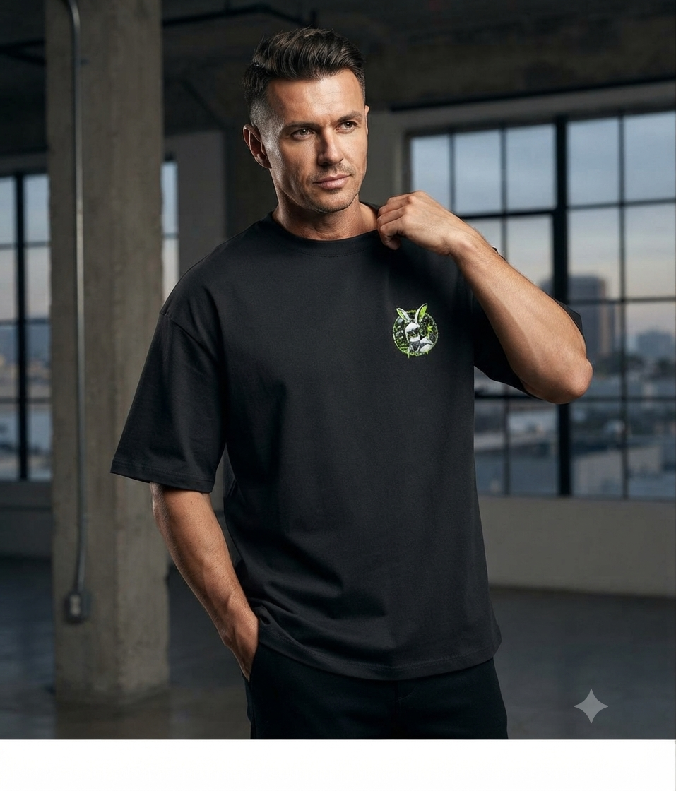 Men's Oversized Standard T-Shirt – Black | ZEYRAVO product image