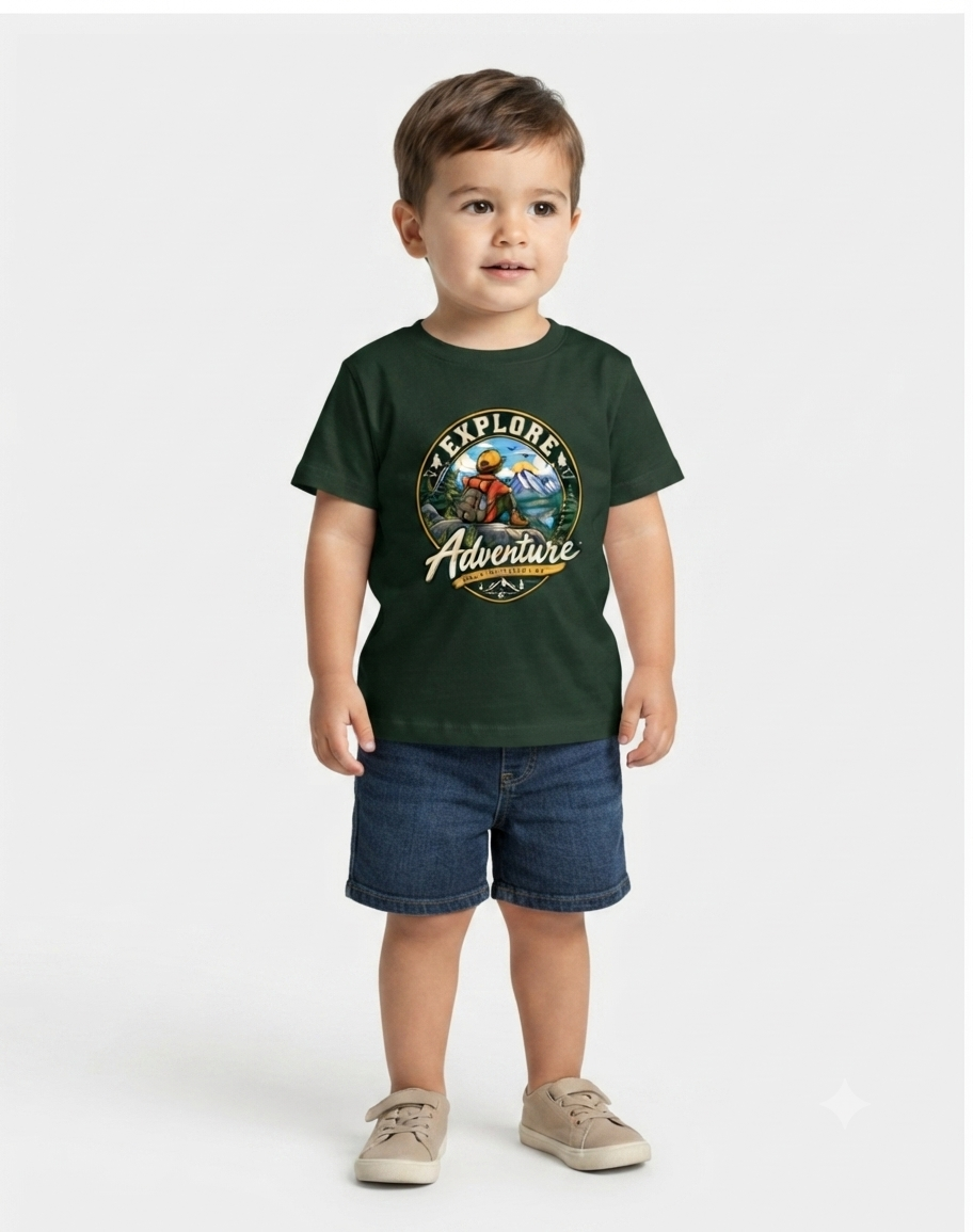 Boys' Crew Neck T-Shirt – Bottle Green product detail | ZEYRAVO
