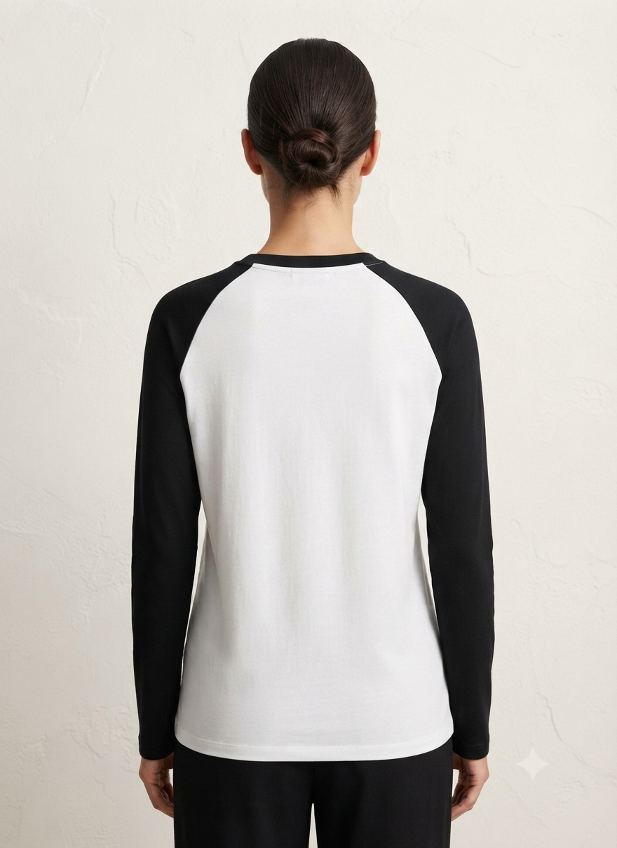 Women's Black & White Raglan T-Shirt product detail | ZEYRAVO