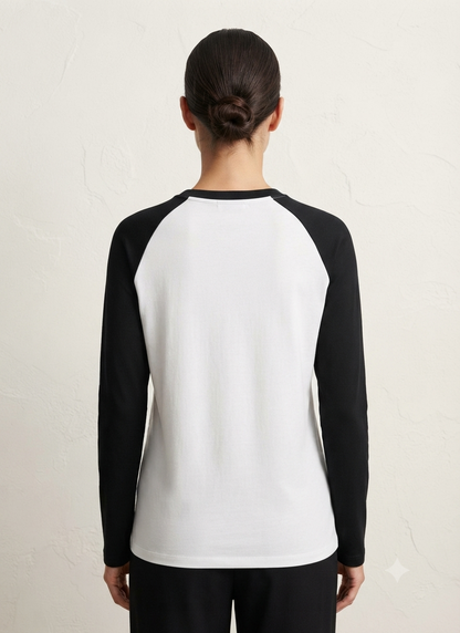 Women's Black & White Raglan T-Shirt product detail | ZEYRAVO