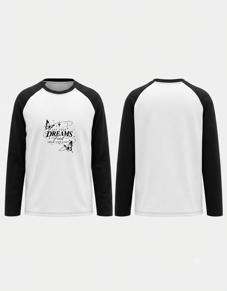 Women's Black & White Raglan T-Shirt product detail | ZEYRAVO
