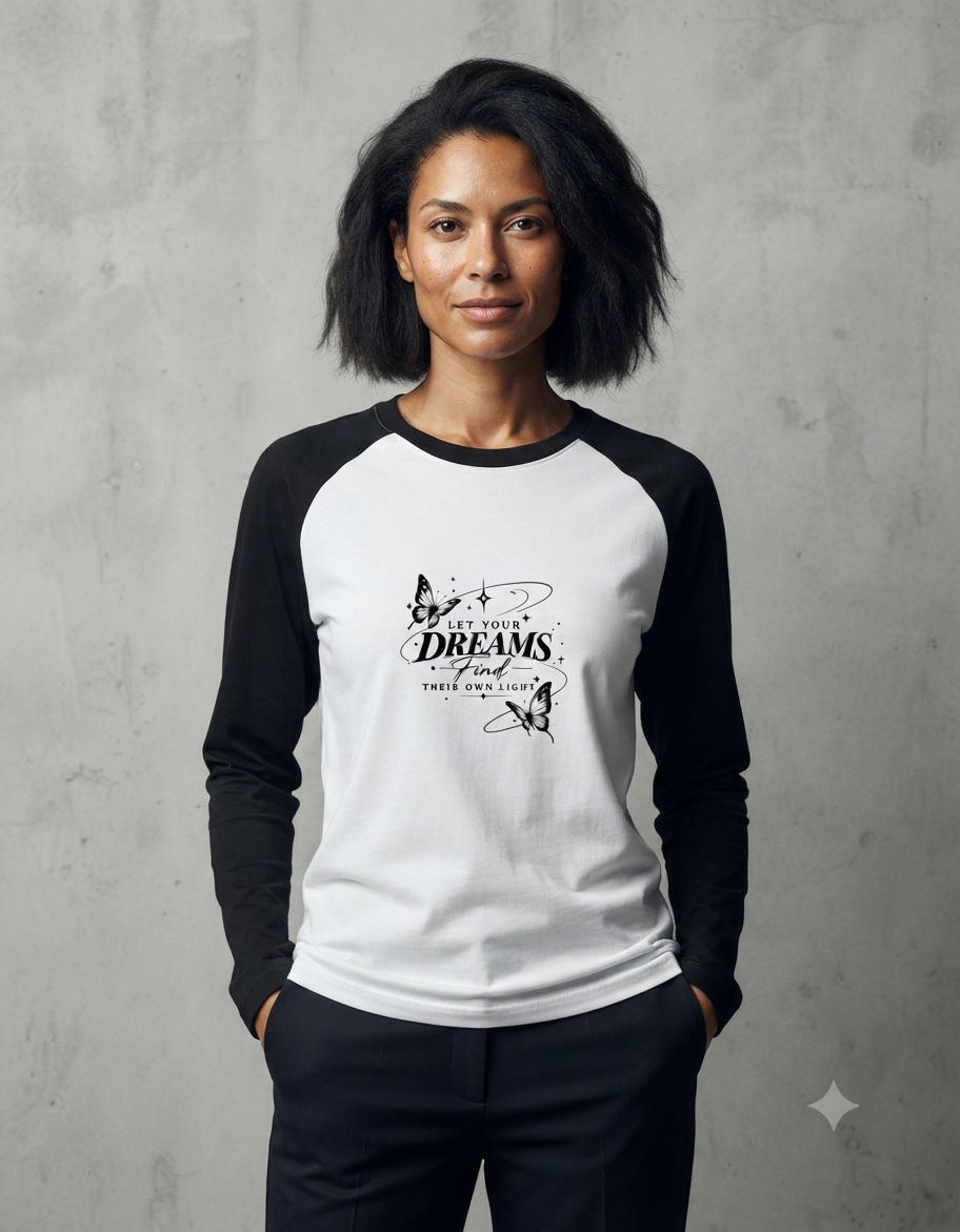 Women's Black & White Raglan T-Shirt | ZEYRAVO product image