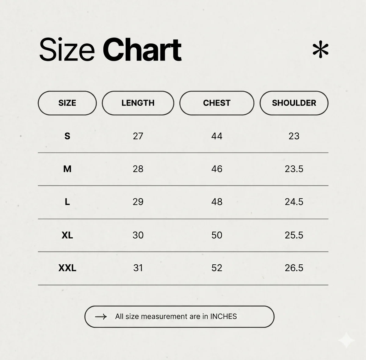 Size chart